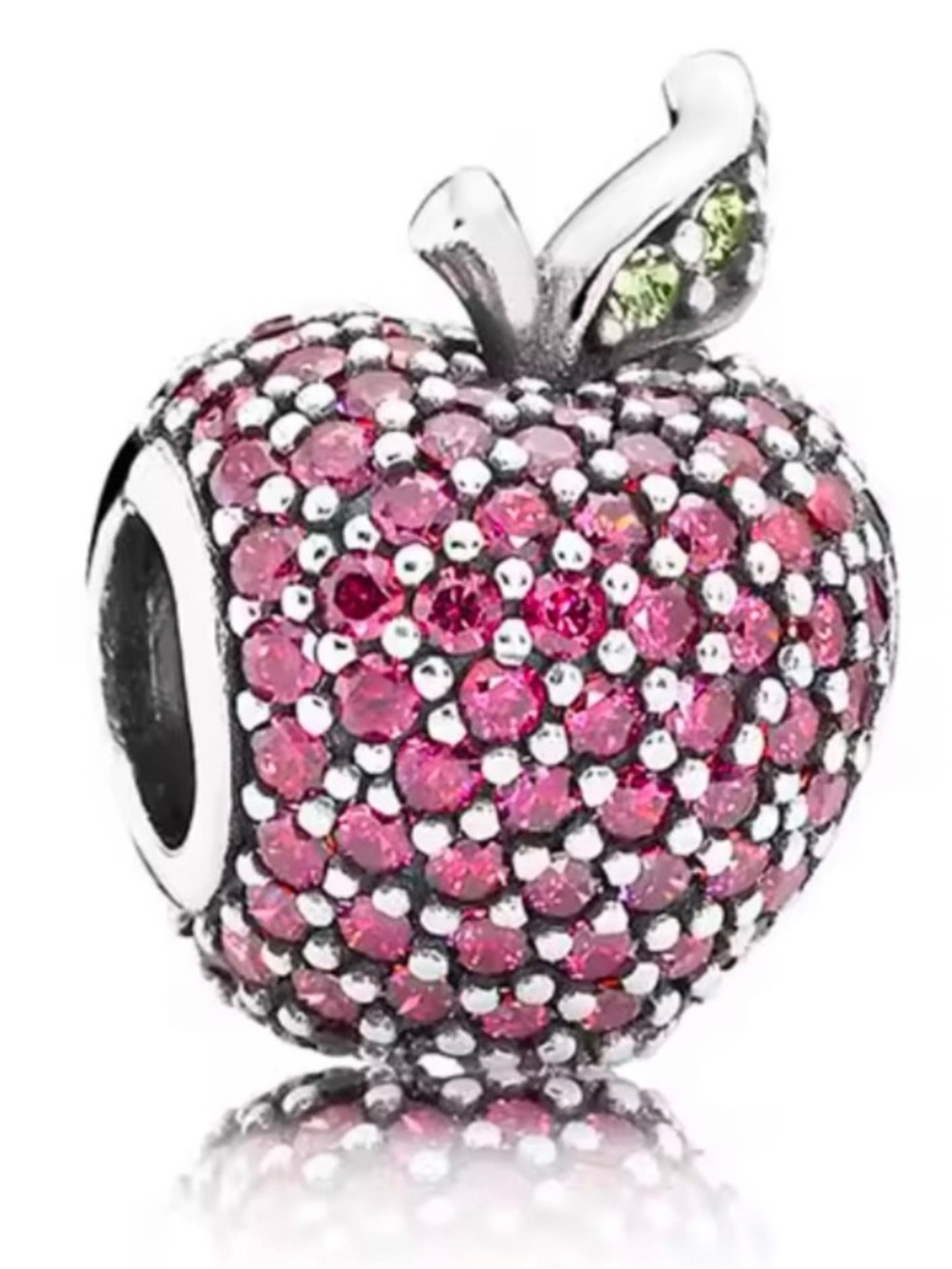 Pandora Silver-Tone Ruby Red Pave Apple charm